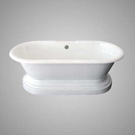 67" Cypress Cast Iron Double-Ended Roll-Top Tub with Pedestal