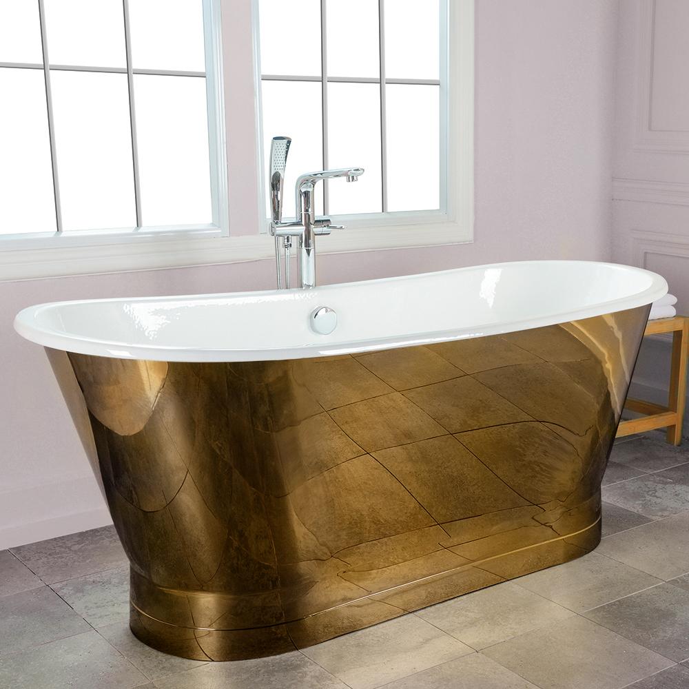 67" Ethel Cast Iron Stainless Steel Skirted Bateau Tub