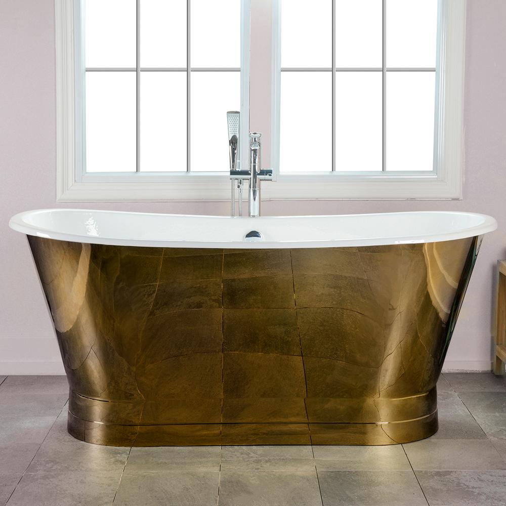 67" Ethel Cast Iron Stainless Steel Skirted Bateau Tub