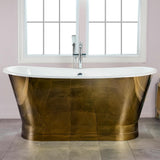 67" Ethel Cast Iron Stainless Steel Skirted Bateau Tub