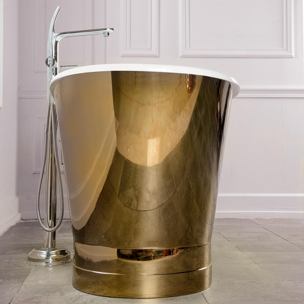 67" Ethel Cast Iron Stainless Steel Skirted Bateau Tub