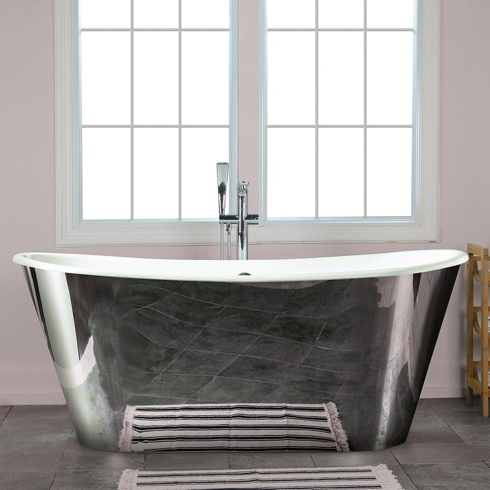 67" Forrester Cast Iron Stainless Steel Skirted Bateau Tub