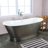 67" Prater Cast Iron Stainless Steel Skirted Bateau Tub