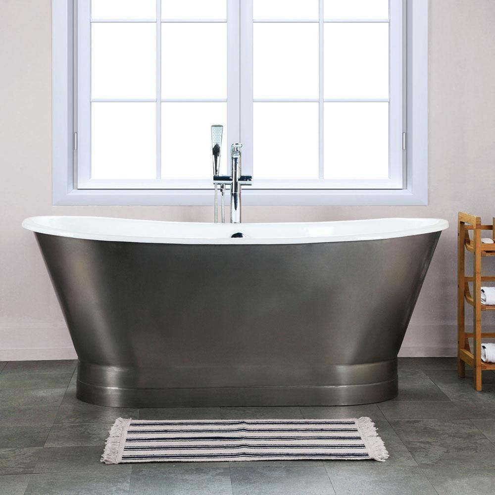 67" Prater Cast Iron Stainless Steel Skirted Bateau Tub