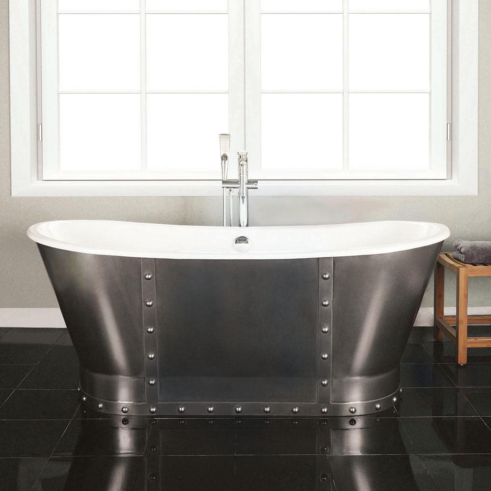 67" Ragley Cast Iron Stainless Steel Skirted Bateau Tub