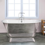 67" Reeves Cast Iron Stainless Steel Skirted Bateau Tub