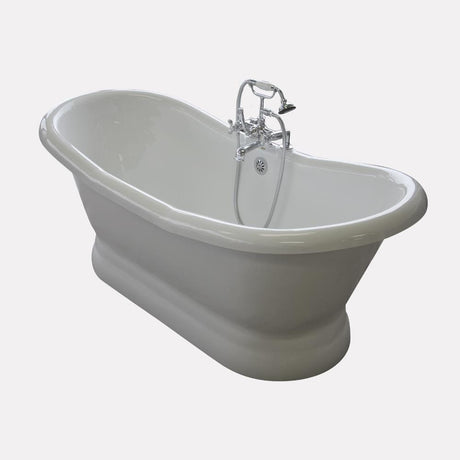 68" Empress Acrylic Double-Slipper Tub with Pedestal