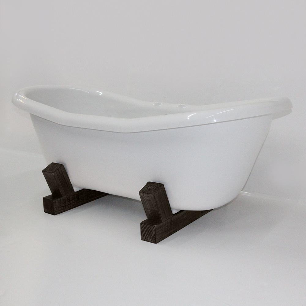 68" Farmstead Acrylic Double-Slipper Clawfoot Tub - Dark Wood Base