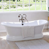 71" Cassidy Cast Iron Double-Slipper Pedestal Tub