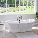 71" Cassidy Cast Iron Double-Slipper Pedestal Tub