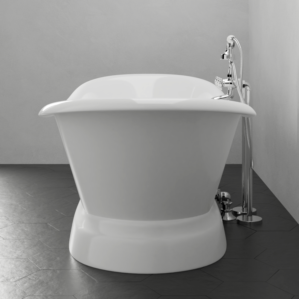 71" Cassidy Cast Iron Double-Slipper Pedestal Tub