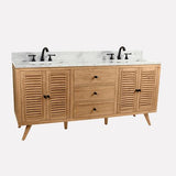 72" Compton Double Teak Vanity for Rectangular Undermount Sinks - Natural Teak