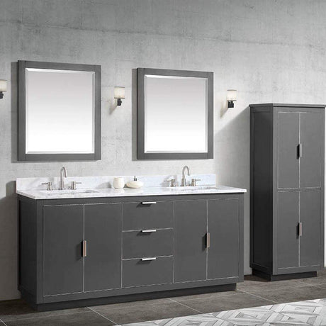 72" Lucile Double Vanity Cabinet for Rectangular Undermount Sinks - Twilight Gray