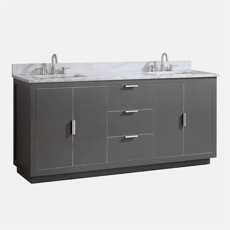 72" Lucile Double Vanity Cabinet for Rectangular Undermount Sinks - Twilight Gray