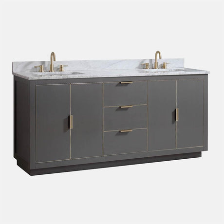 72" Lucile Double Vanity Cabinet for Rectangular Undermount Sinks - Twilight Gray