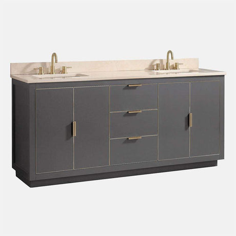 72" Lucile Double Vanity Cabinet for Rectangular Undermount Sinks - Twilight Gray