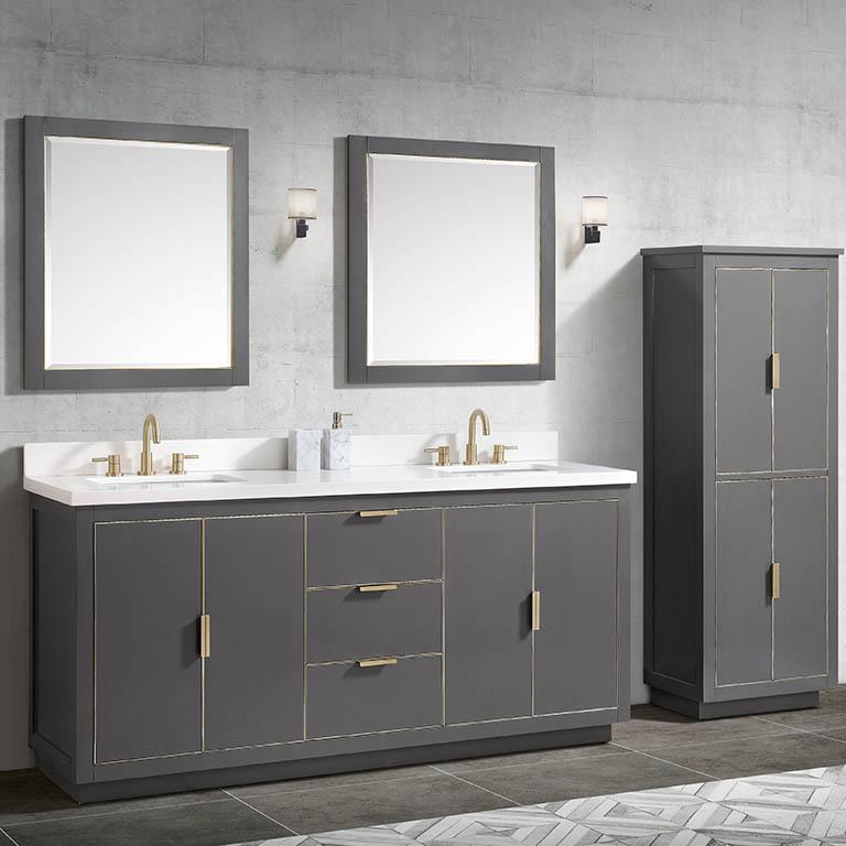 72" Lucile Double Vanity Cabinet for Rectangular Undermount Sinks - Twilight Gray
