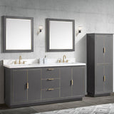 72" Lucile Double Vanity Cabinet for Rectangular Undermount Sinks - Twilight Gray