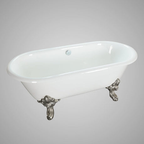 72" Magnolia Cast Iron Double-Ended Roll-Top Clawfoot Tub - No Faucet Holes