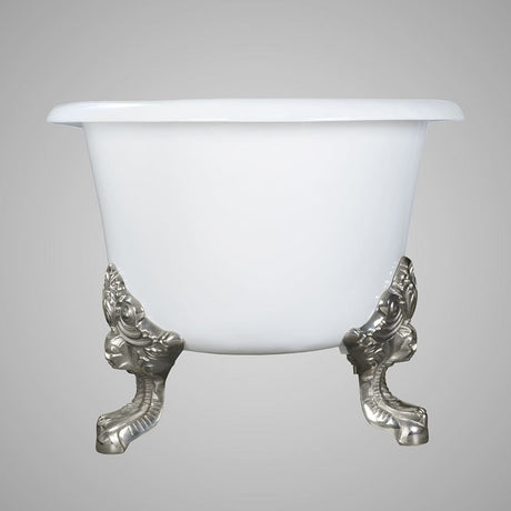 72" Magnolia Cast Iron Double-Ended Roll-Top Clawfoot Tub - No Faucet Holes