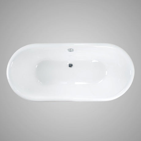 72" Magnolia Cast Iron Double-Ended Roll-Top Clawfoot Tub - No Faucet Holes