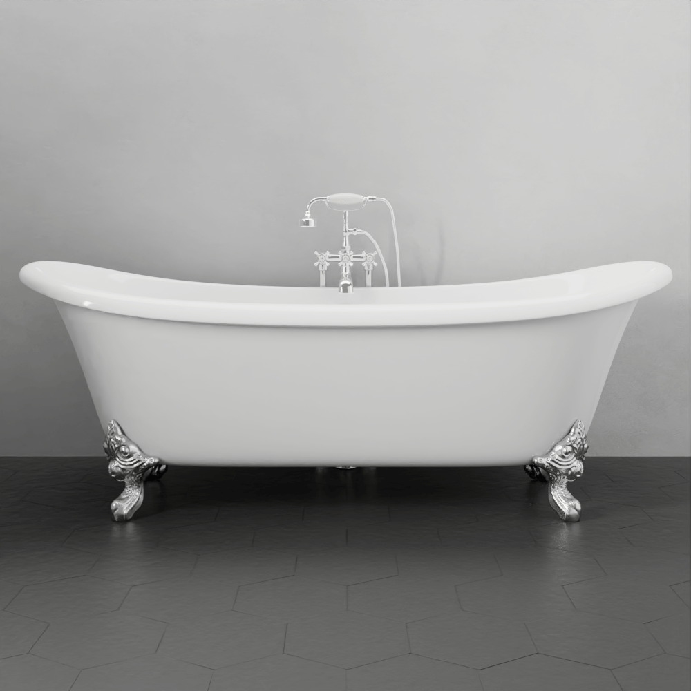 72" Manvel Cast Iron Double-Slipper Clawfoot Tub
