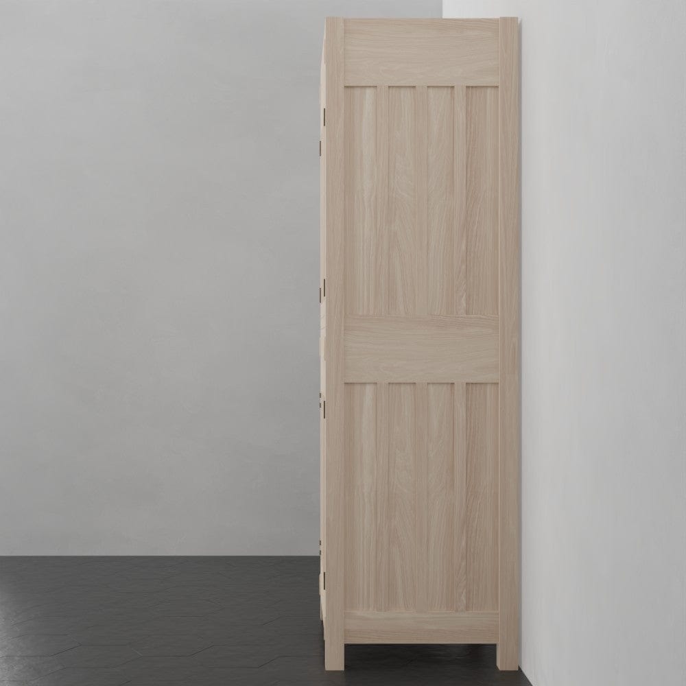 72" Mission Unfinished Red Oak Wall-Mount Linen Cabinet