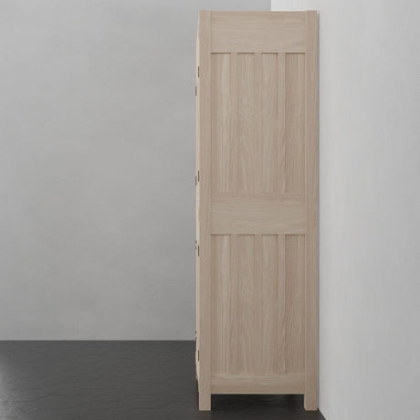 72" Mission Unfinished Red Oak Wall-Mount Linen Cabinet