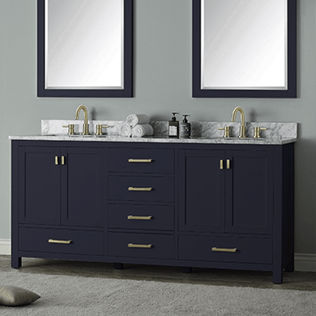 72" Romani Vanity Cabinet for Rectangular Undermount Sink - Navy Blue