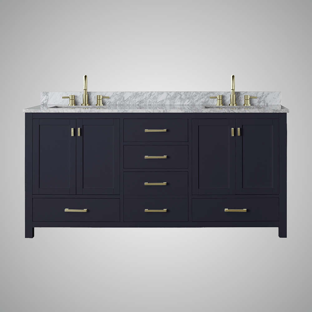 72" Romani Vanity Cabinet for Rectangular Undermount Sink - Navy Blue