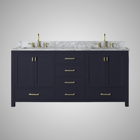 72" Romani Vanity Cabinet for Rectangular Undermount Sink - Navy Blue