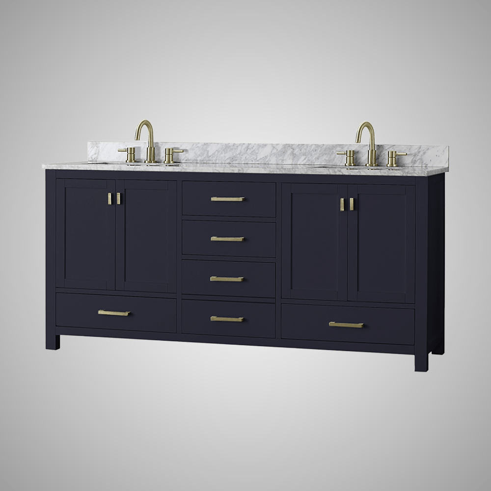 72" Romani Vanity Cabinet for Rectangular Undermount Sink - Navy Blue