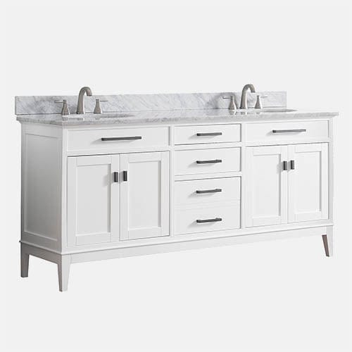 72" Sheridan Double Vanity for Oval Undermount Sinks