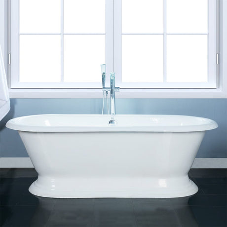 72" Walerford Cast Iron Double-Ended Roll-Top Tub with Pedestal