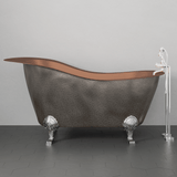 73" Walden Hammered Antique Copper Slipper Clawfoot Tub - Polished Interior