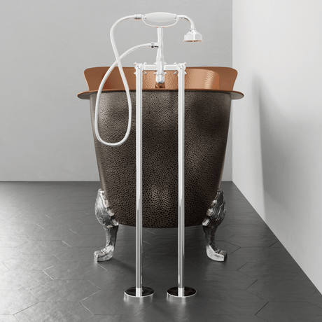 73" Walden Hammered Antique Copper Slipper Clawfoot Tub - Polished Interior