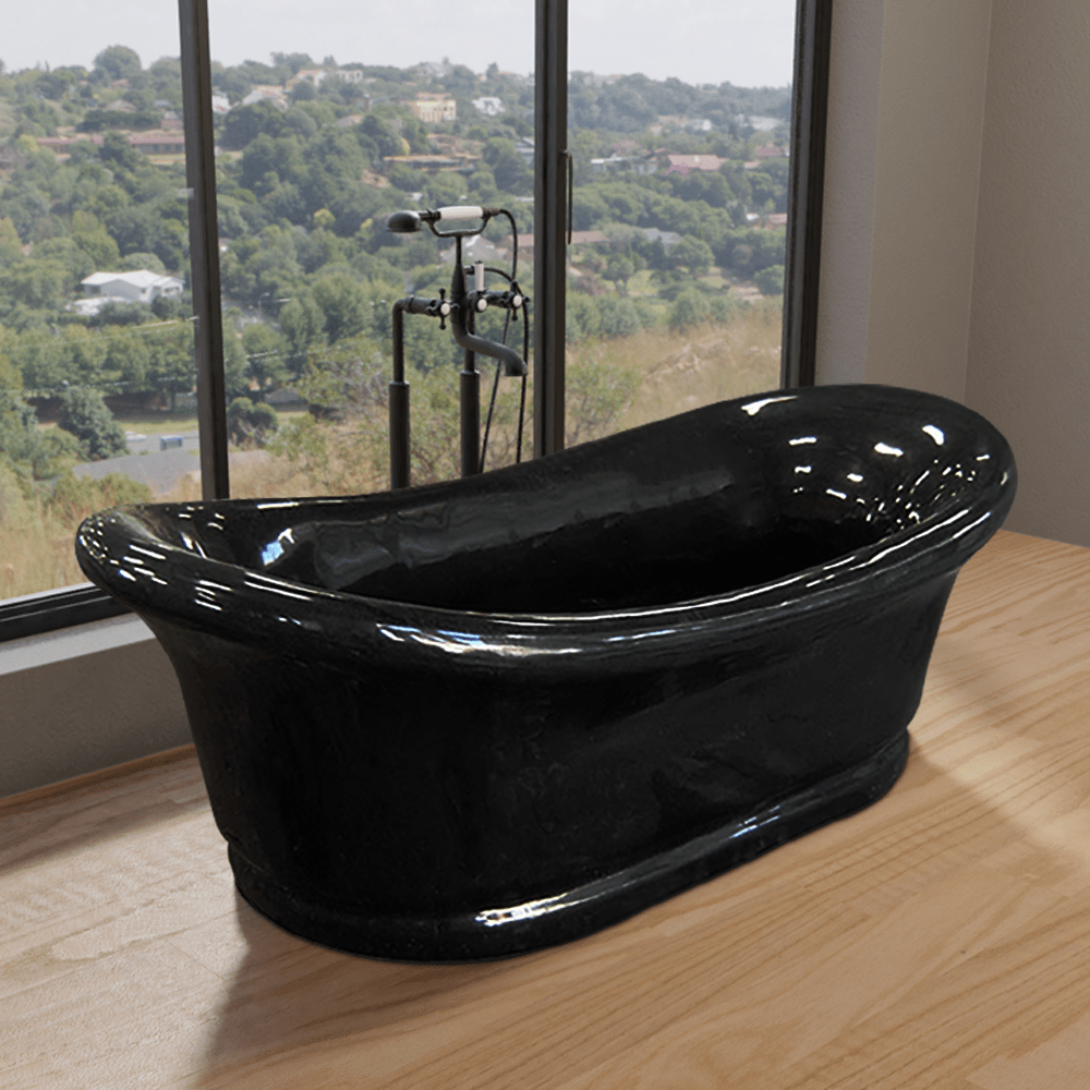 75" Napa Stone Double-Slipper Tub with Pedestal