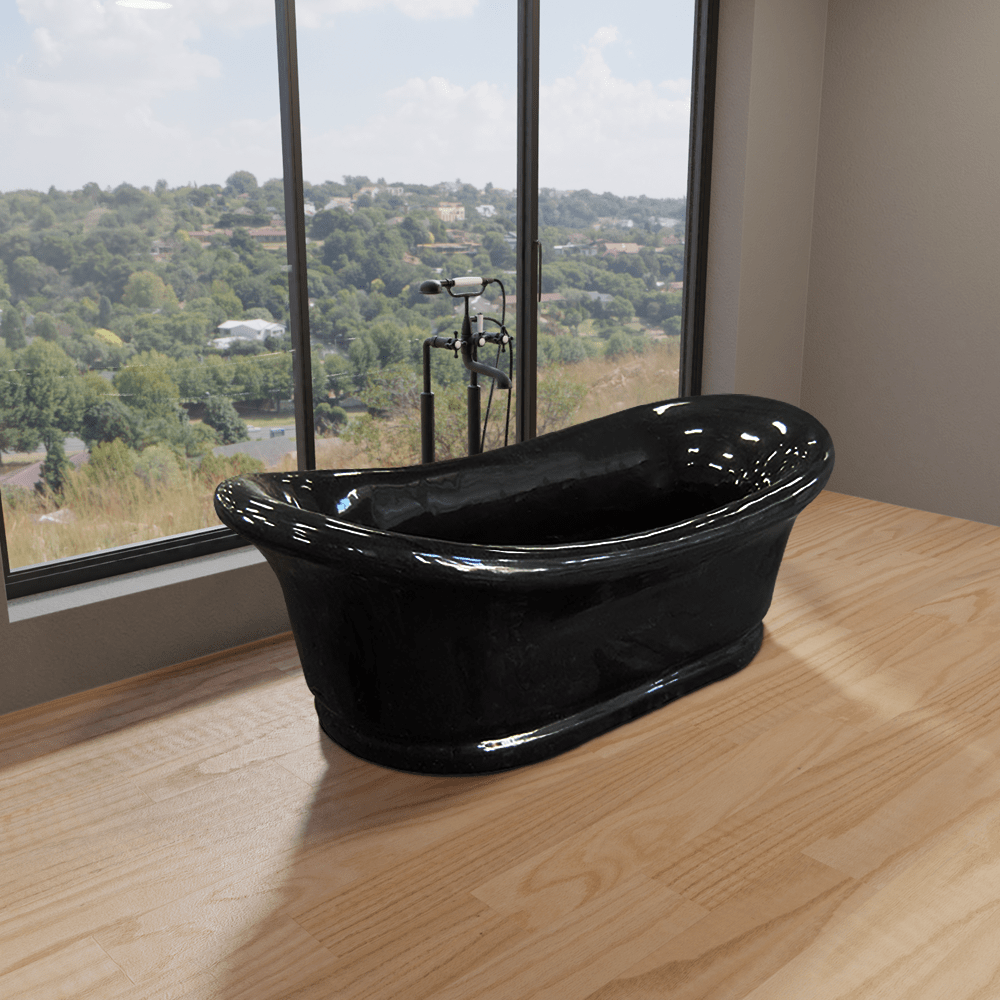 75" Napa Stone Double-Slipper Tub with Pedestal