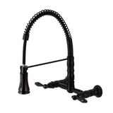 Abramo Two-Handle Wall-Mount Pull-Down Sprayer Kitchen Faucet