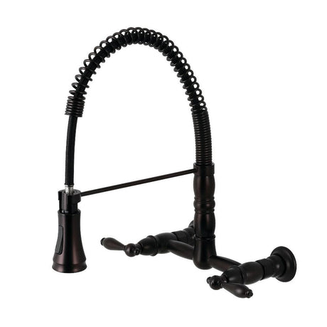 Abramo Two-Handle Wall-Mount Pull-Down Sprayer Kitchen Faucet