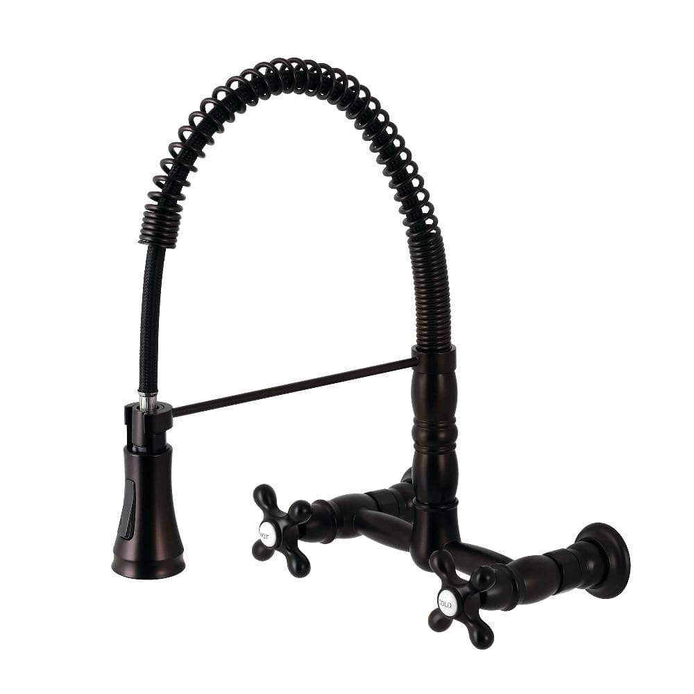 Andrea Two-Handle Wall-Mount Pull-Down Sprayer Kitchen Faucet