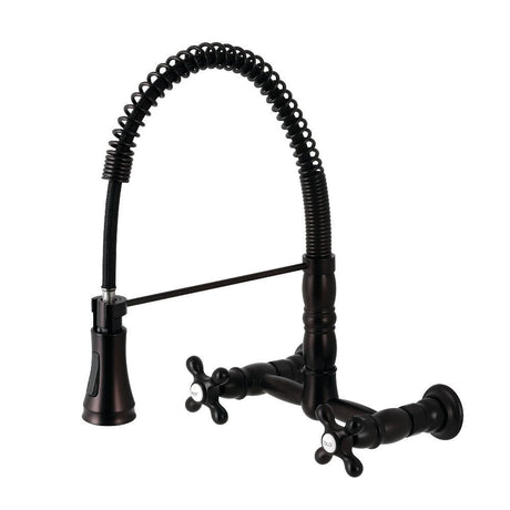 Andrea Two-Handle Wall-Mount Pull-Down Sprayer Kitchen Faucet