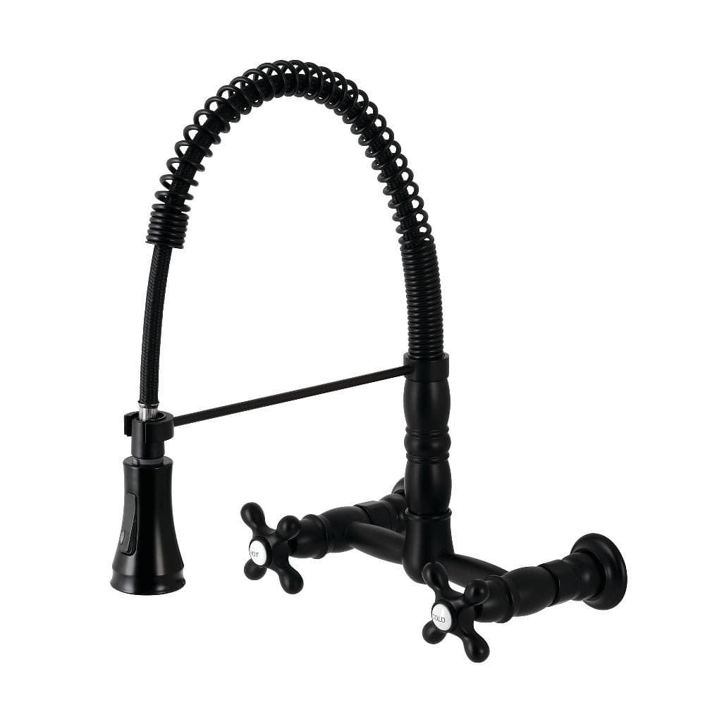 Andrea Two-Handle Wall-Mount Pull-Down Sprayer Kitchen Faucet