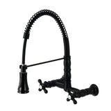 Andrea Two-Handle Wall-Mount Pull-Down Sprayer Kitchen Faucet