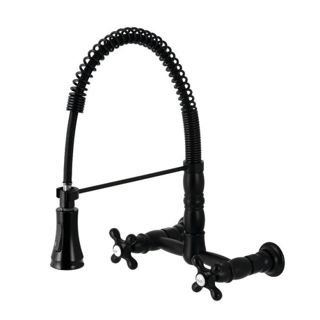 Andrea Two-Handle Wall-Mount Pull-Down Sprayer Kitchen Faucet