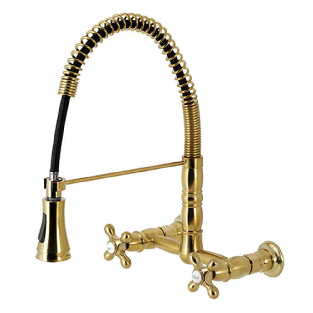 Andrea Two-Handle Wall-Mount Pull-Down Sprayer Kitchen Faucet