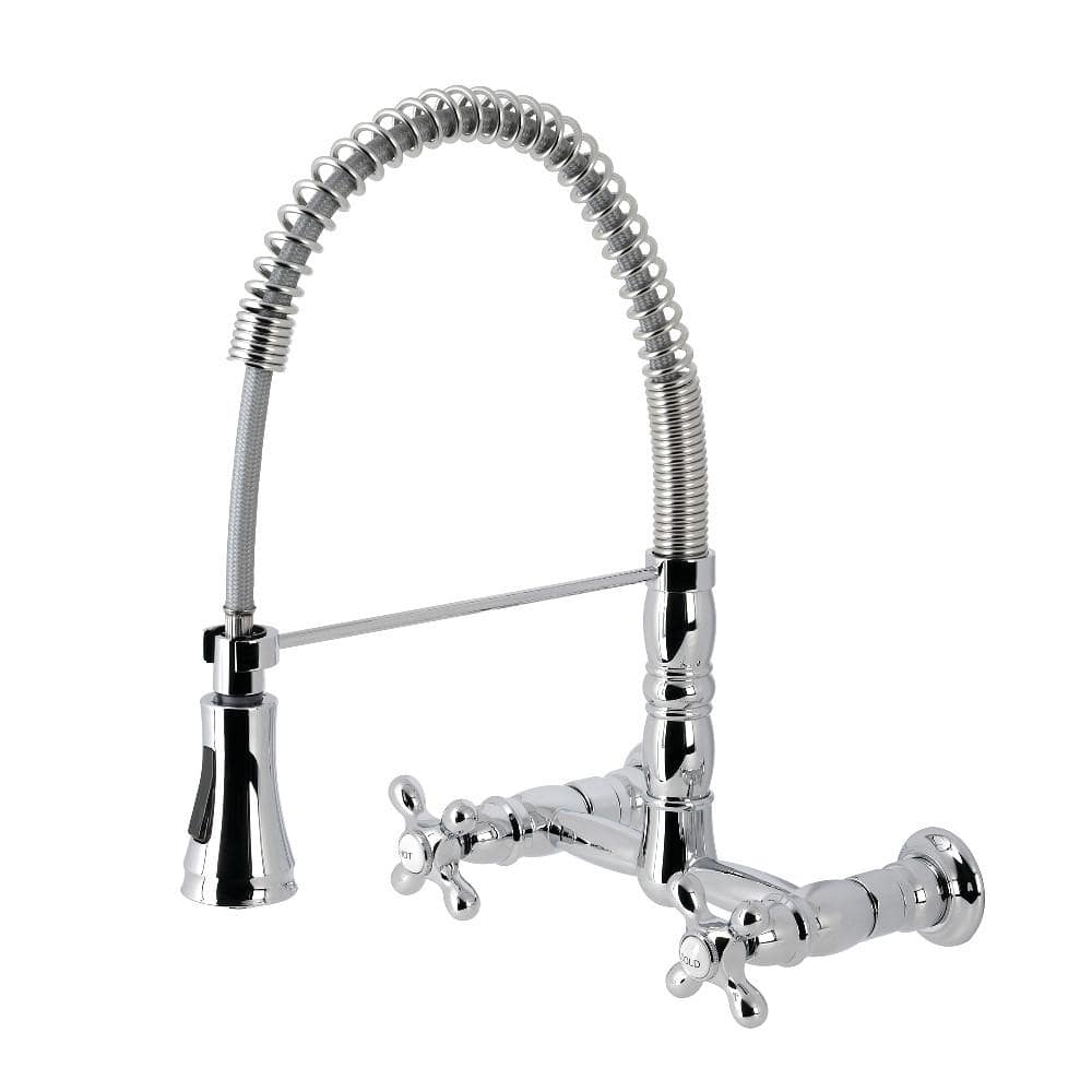 Andrea Two-Handle Wall-Mount Pull-Down Sprayer Kitchen Faucet