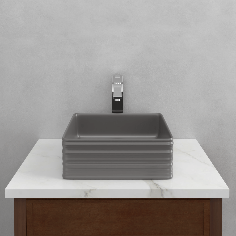 Arrosa Vitreous China Vessel Sink - Matte Gray