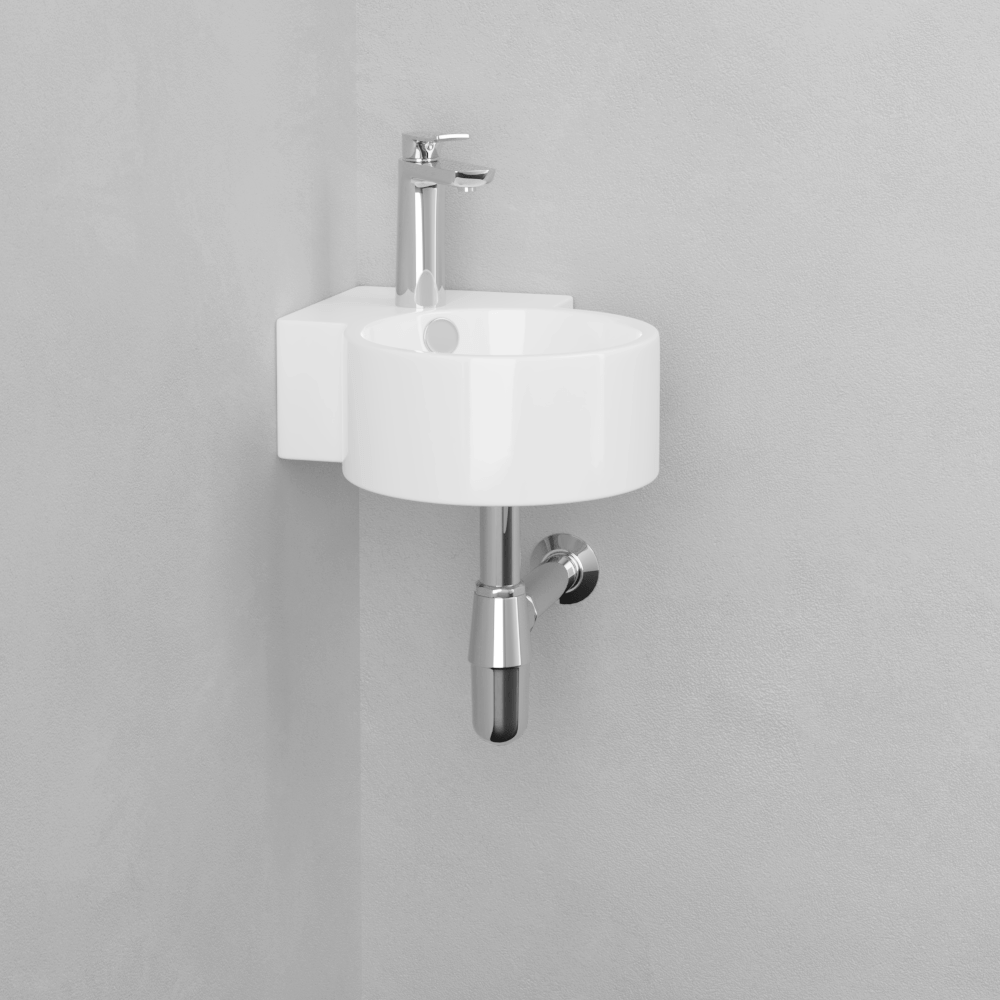 Aza Vitreous China Corner Wall-Mount Sink