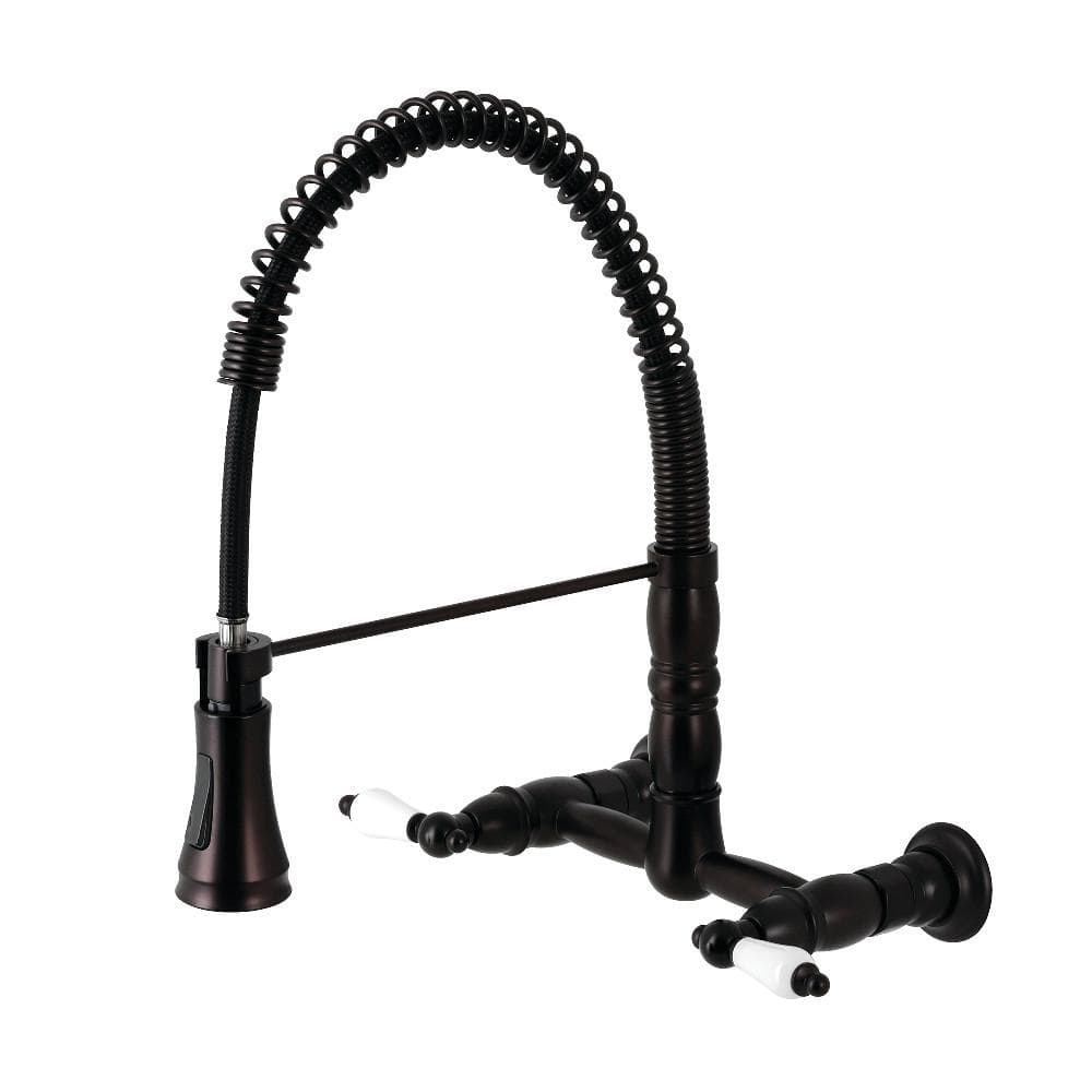 Bautista Two-Handle Wall-Mount Pull-Down Sprayer Kitchen Faucet